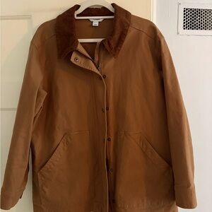Women's Brown Barn Jacket with Corduroy Collar